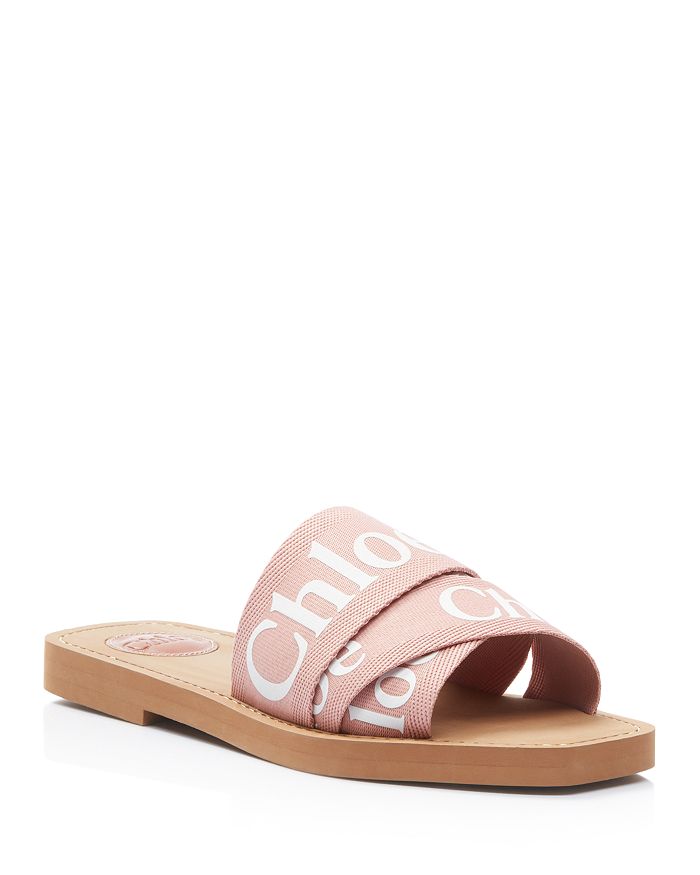 Chloé Women's Woody Logo Slide Sandals In Delicate Pink