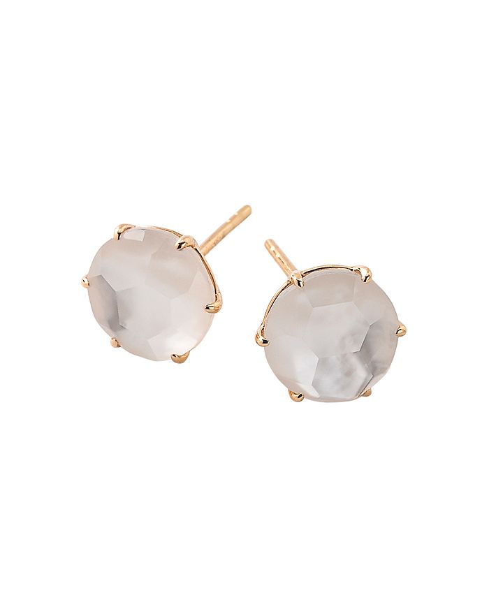Shop Ippolita 18k Yellow Gold Rock Candy Mother-of-pearl Doublet Medium Stud Earrings In White/gold