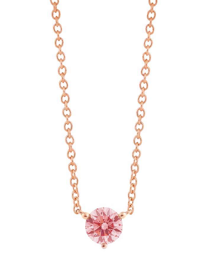 LIGHTBOX JEWELRY SOLITAIRE LAB-GROWN DIAMOND PENDANT NECKLACE IN ROSE GOLD-PLATED STERLING SILVER, 18,PD101080