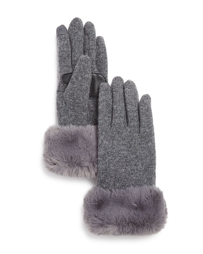 Echo Faux-fur Cuff Tech Gloves - 100% Exclusive In Heather Gray