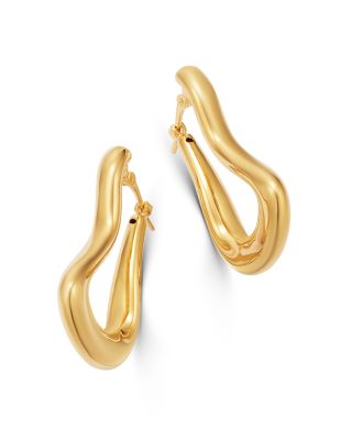 Bloomingdale's - Medium Wave Hoop Earrings in 14K Yellow Gold - 100% Exclusive