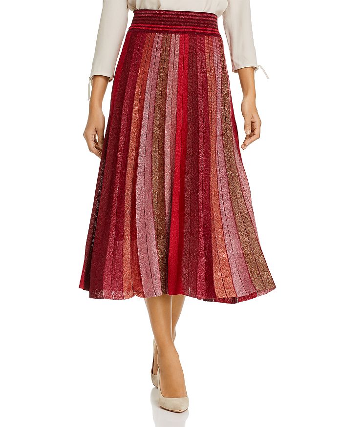 Metallic pleated new arrivals striped skirt