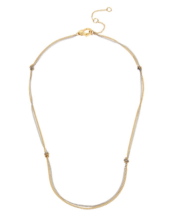 ALLSAINTS TWO-TONE KNOTTED DOUBLE-STRAND DELICATE CHAIN NECKLACE, 15,260941MUL969