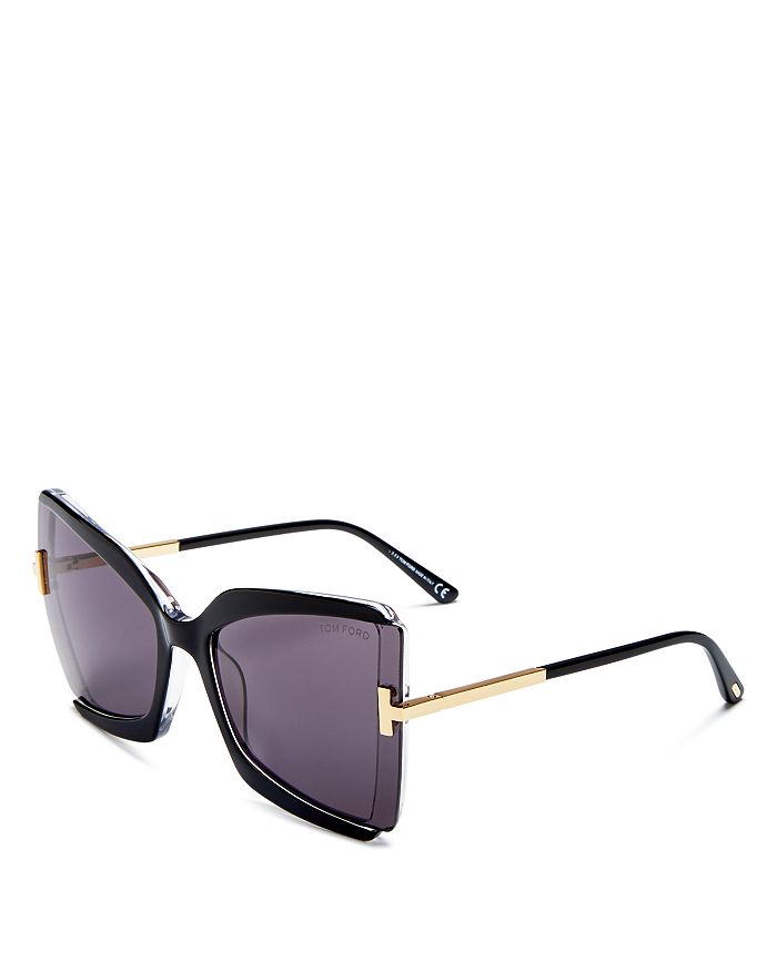 Shop Tom Ford Gia Butterfly Sunglasses, 63mm In Black/crystal/smoke Mirror