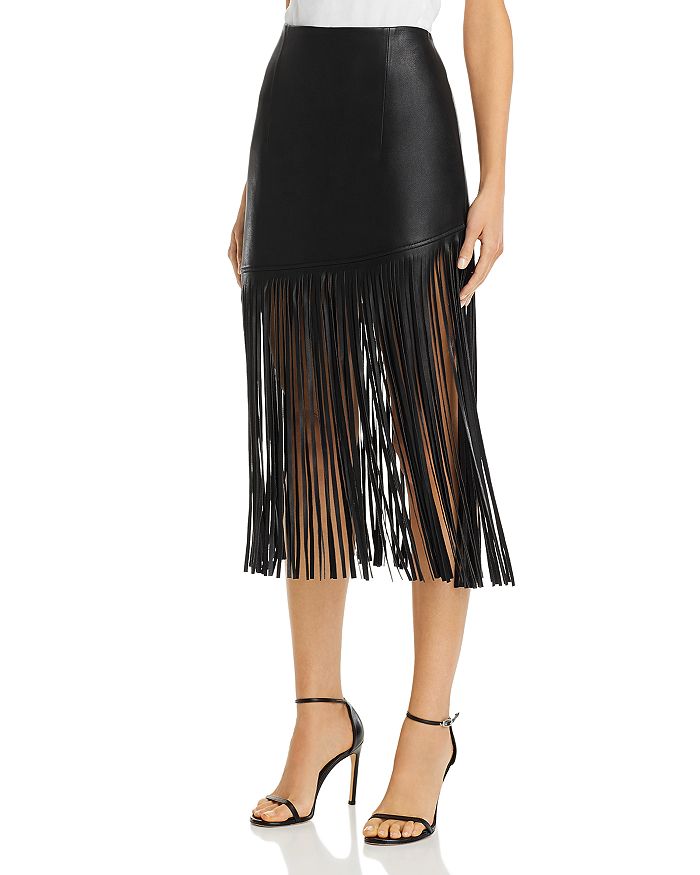 Bagatelle Nyc Fringed Faux Leather Midi Skirt Bloomingdale S
