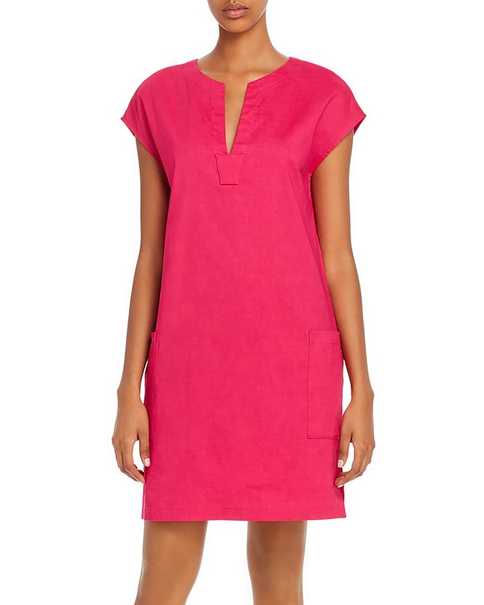 Saturnina Eco Crunch Wash Linen blend Shift Dress In Magenta