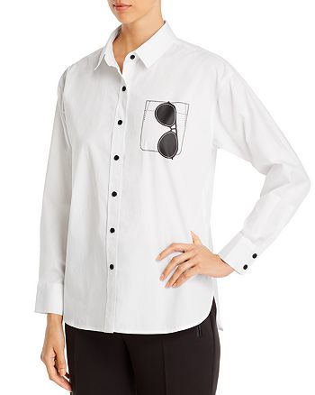Karl Lagerfeld Paris Sunglasses Graphic Button Front Top Bloomingdale S