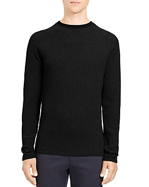 Theory River Waffle Knit Organic Cotton Sweater In Black
