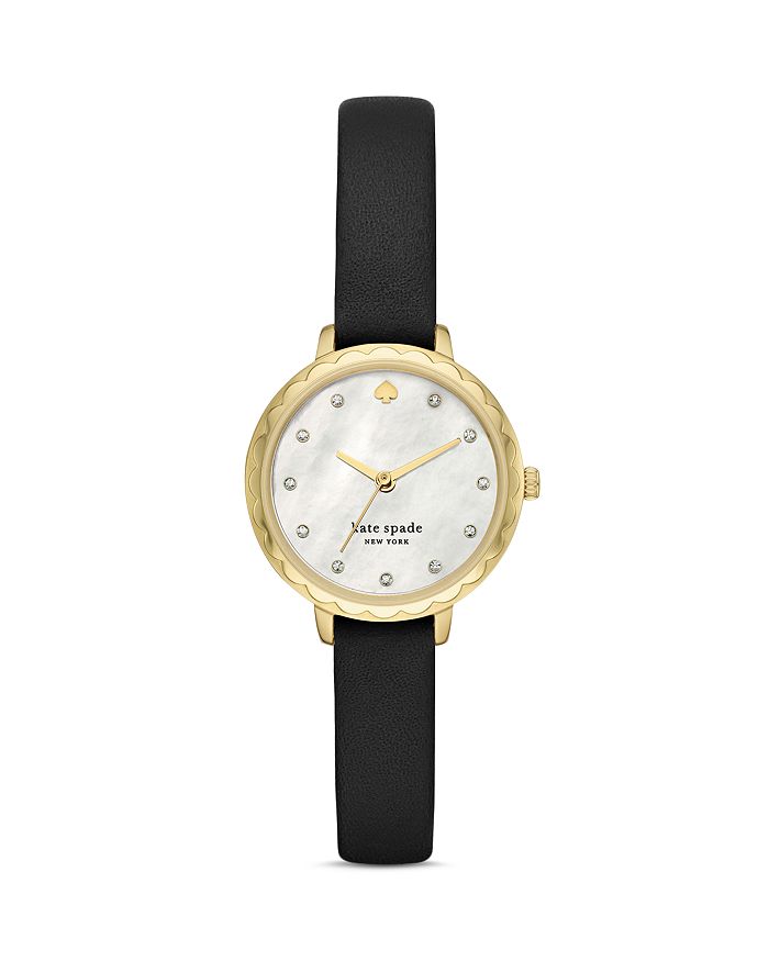 KATE SPADE KATE SPADE NEW YORK MORNINGSIDE MOTHER-OF-PEARL DIAL & LEATHER STRAP WATCH, 28MM,KSW1566