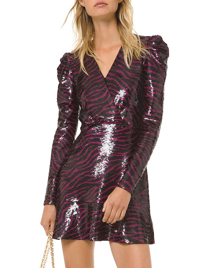 Michael Kors Sequined Tiger Mini In Berry |
