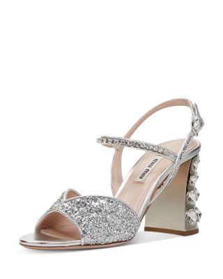 glitter block heel shoes