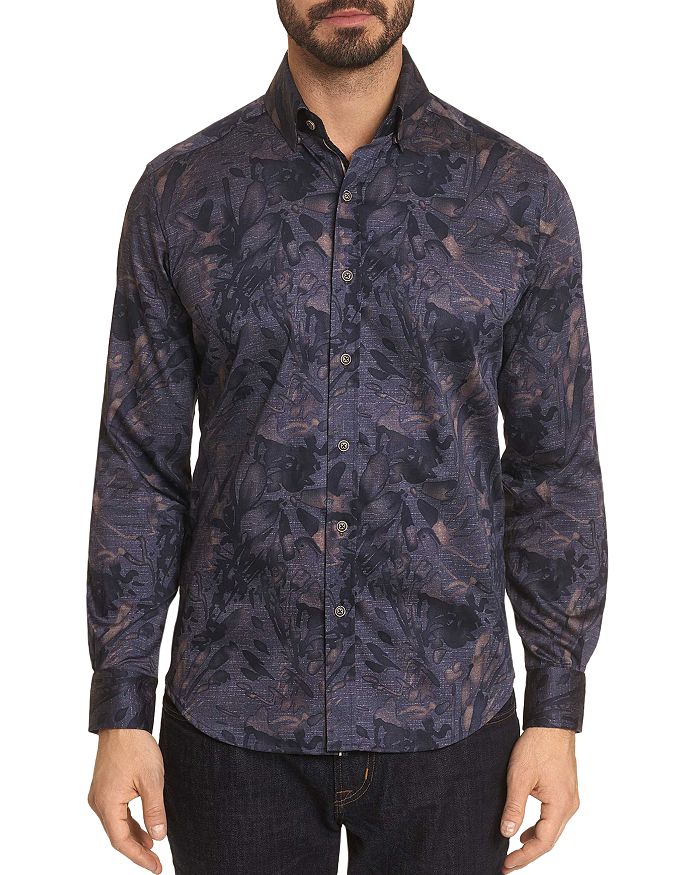 dressing gownRT GRAHAM SALGER PRINTED CLASSIC FIT BUTTON-DOWN SHIRT,MR191191TF