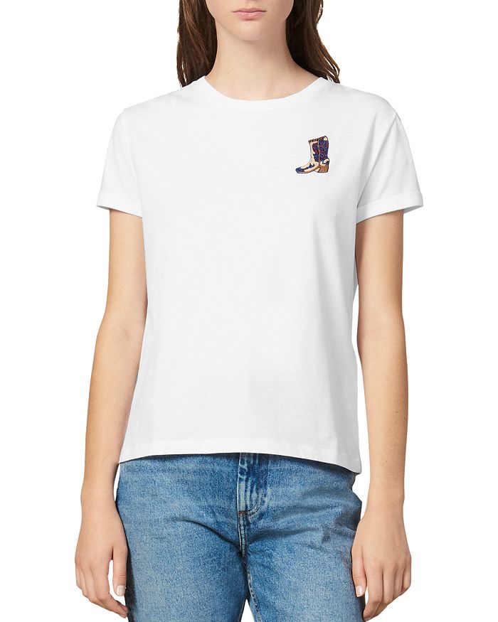 SANDRO BOONEL EMBROIDERED TEE,SFPTS00322