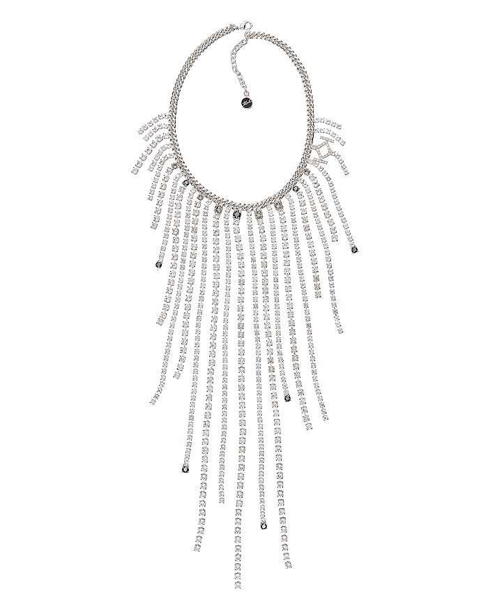 KARL LAGERFELD PARIS Crystal Chain Fringe Collar Necklace, 14