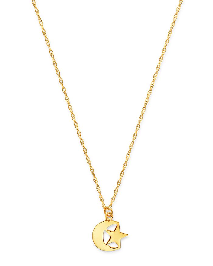 Moon & Meadow Star & Moon Pendant Necklace in 14K Yellow Gold, 18