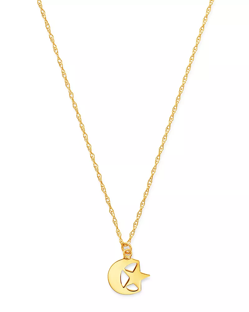 Moon & Meadow Star & Moon Pendant Necklace in 14K Yellow Gold, 18 - Exclusive