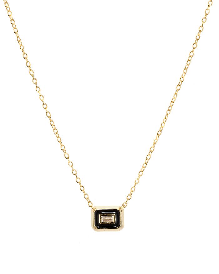 ARGENTO VIVO SMALL BAGUETTE PENDANT NECKLACE IN 18K GOLD-PLATED STERLING SILVER, 16-18,826744GBLK