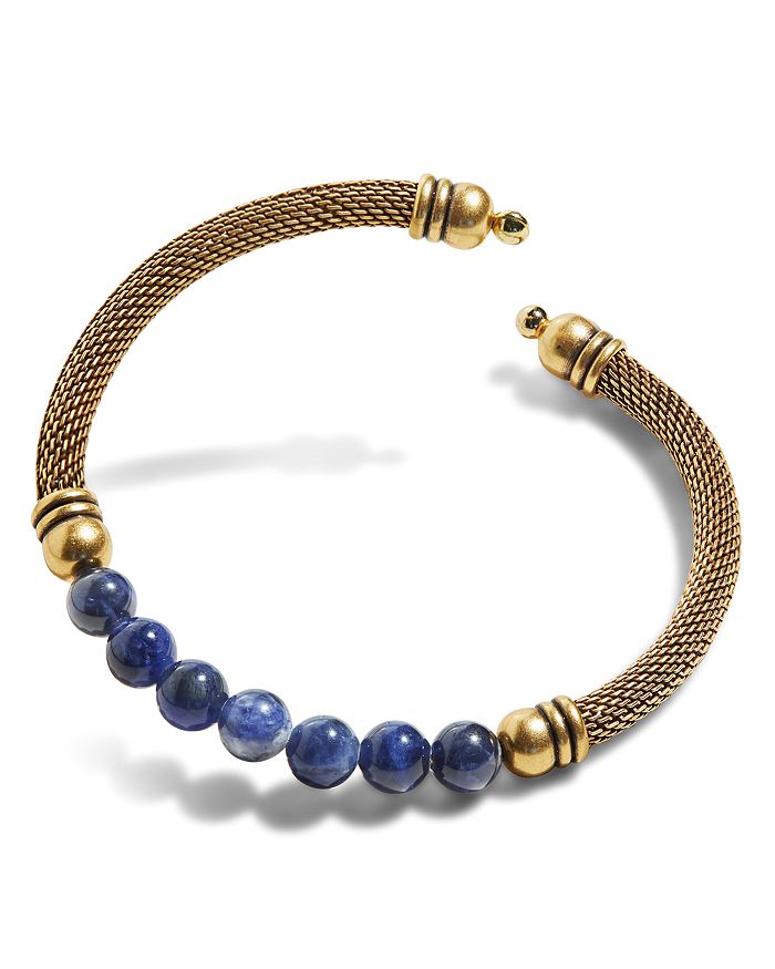 Alex And Ani Gemstone Expandable Mesh Cuff Bracelet In Blue/gold