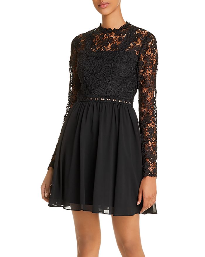 Aqua Lace-bodice Fit-and-flare Dress - 100% Exclusive In Black
