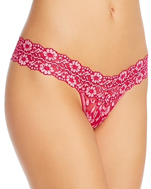 Hanky Panky Cross-dyed Signature Lace Low-rise Thong In Venetian Pink/rosie Pink