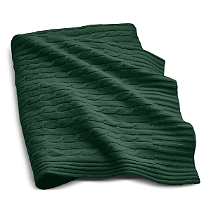 Ralph Lauren Cable Cashmere Throw Blanket In Loden