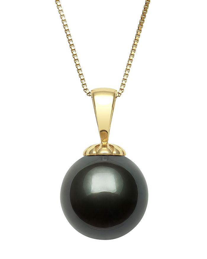 Bloomingdale's Tahitian Black Cultured Pearl Pendant Necklace in 14K Yellow Gold, 18 - 100% Exclusive Black/Gold