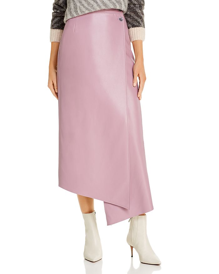 Aeron Lucilla Faux-leather Wrap Skirt In Lavender