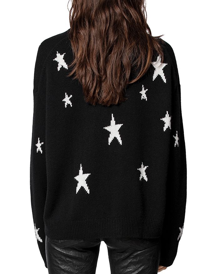 Zadig & Voltaire Markus C Star Pattern Cashmere Sweater In Black | ModeSens