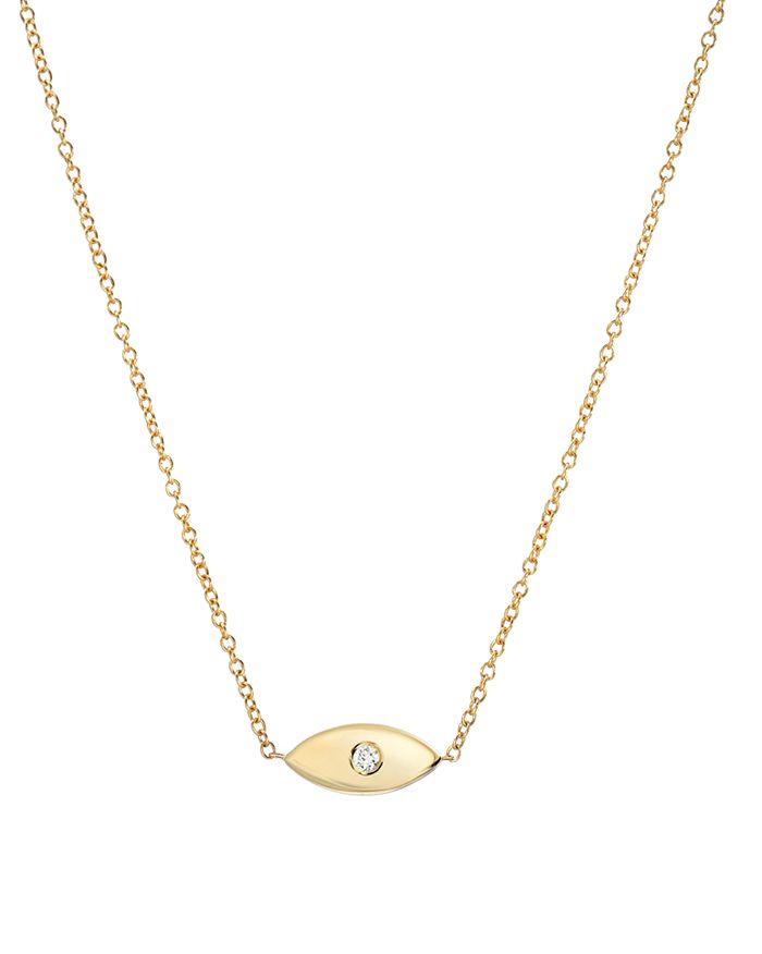 Shop Zoe Lev 14k Yellow Gold Diamond Evil Eye Pendant Necklace, 18 In White/gold