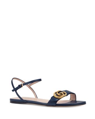 Gucci Marmont Leather Sandals - Black - Slippers