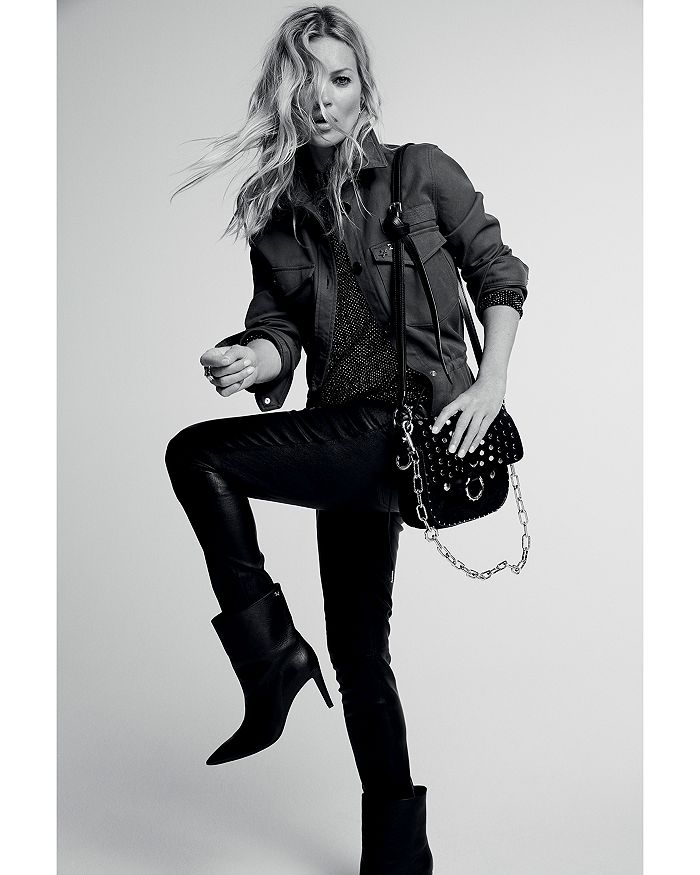Shop Zadig & Voltaire Kate Studded Shoulder Bag In Noir