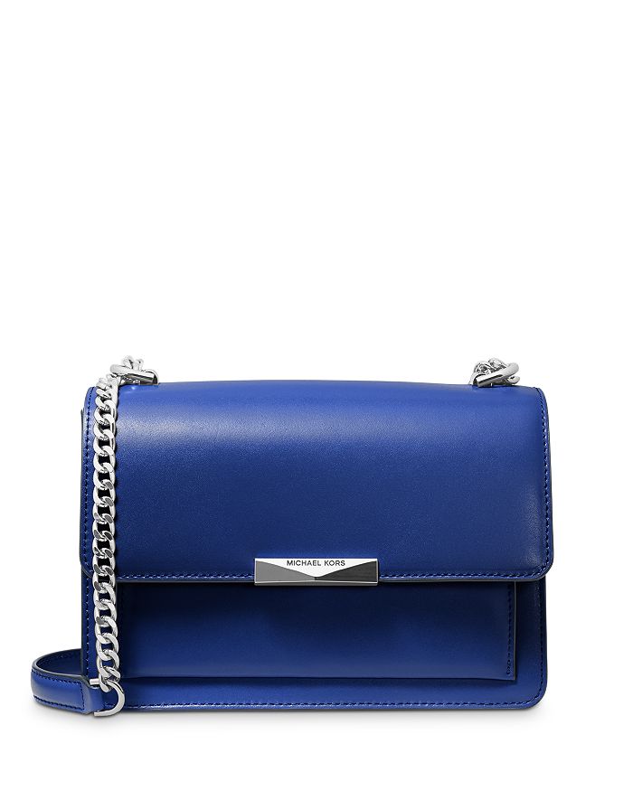 Michael Michael Kors Large Jade Gusseted Leather Shoulder Bag In Sapphire/silver