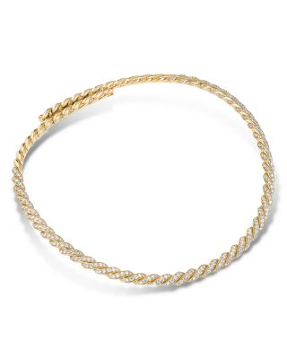 Sculpted Cable Flex Necklace in 18K Yellow Gold with Diamonds, 5mm