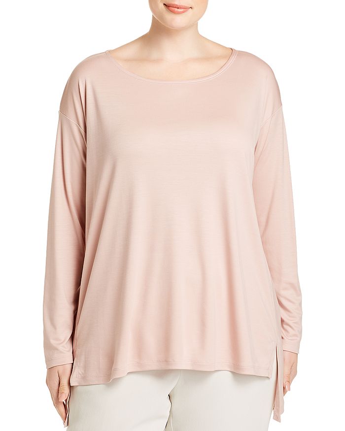 EILEEN FISHER LONG-SLEEVE HIGH/LOW TOP,R9AJO-T5232X