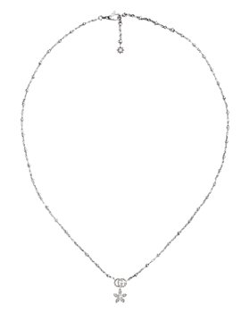 Gucci - 18K White Gold Flora Diamond Pendant Necklace, 16.5"