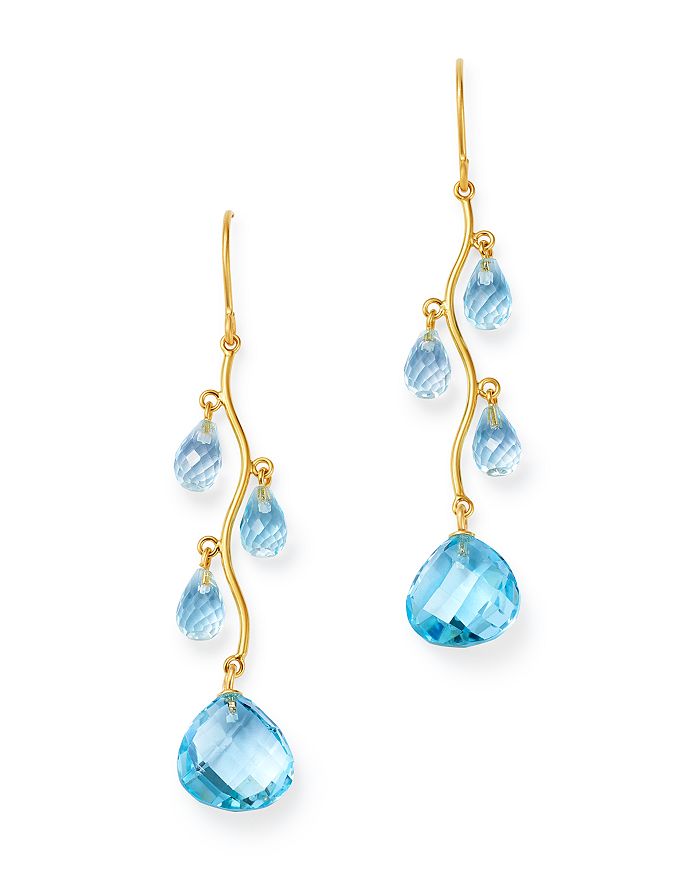 Bloomingdale's Blue Topaz Chandelier Earrings In 14k Yellow Gold - 100% Exclusive In Blue/gold