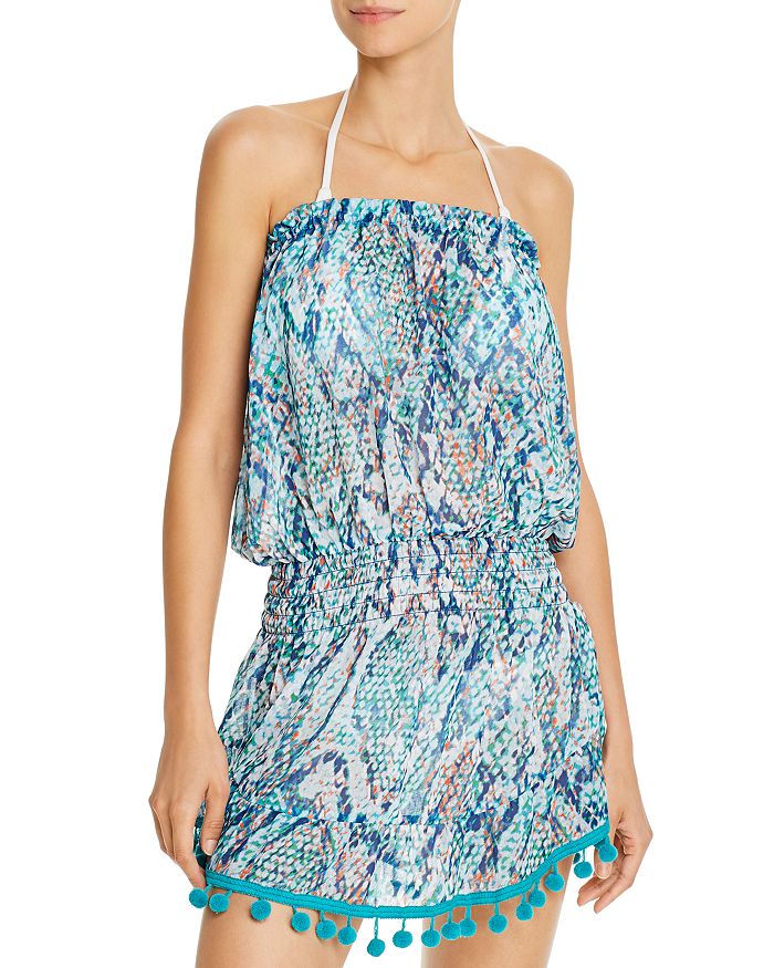 Ramy Brook Viper Printed Marcie Dress Swim Cover-up In Turquoise Combo