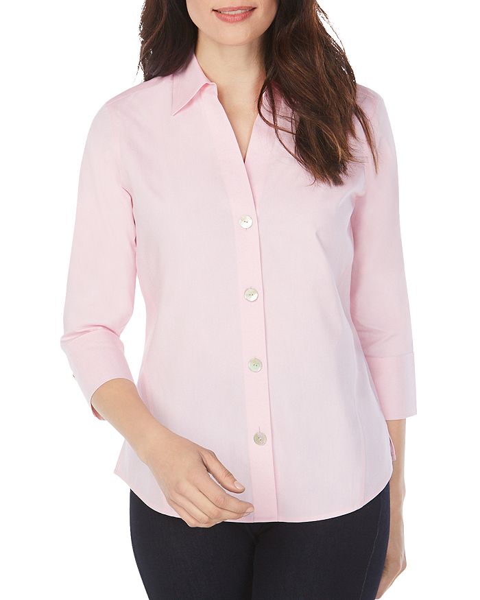 Shop Foxcroft Paityn Non-iron Shirt In Chambray Pink