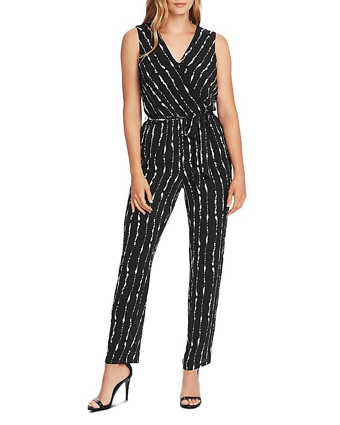 VINCE CAMUTO BELTED STRIPED SLEEVELESS JUMPSUIT,9169932