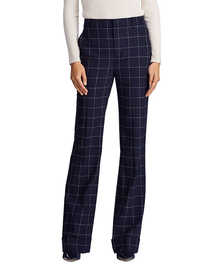 Wide leg windowpane pants clearance
