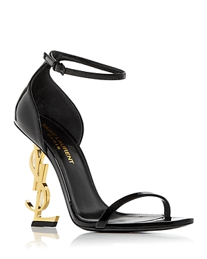 Saint Laurent Women's Opyum Logo High Heel Sandals In Nero/gold