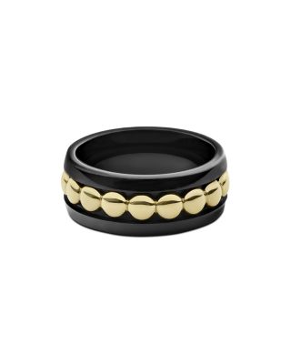 Meridian 18K Yellow Gold & Black Ceramic Caviar Stacking Ring