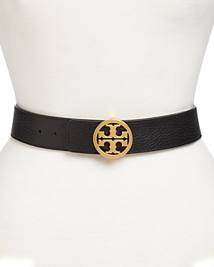 Tory Burch Reversible Logo Belt In Black/new Cuoio/gold