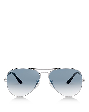 Ray Ban Ray-ban Unisex Original Brow Bar Aviator Sunglasses, 58mm In Silver/crystal Gradient Light Blue