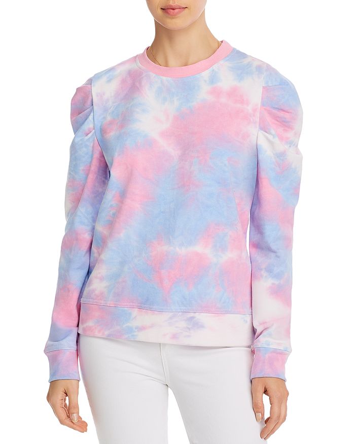 Tie dye puff sleeve sweatshirt clearance