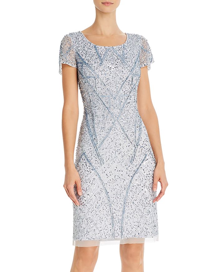 Adrianna Papell Embellished Sheath Dress In Cloud
