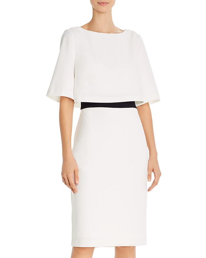 Adrianna Papell Tiered Crepe Dress In Ivory/black