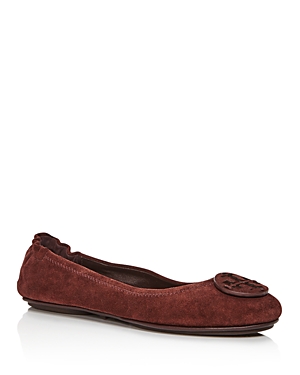 Tory Burch Women's Minnie Travel Ballet Flats In Black Cherry