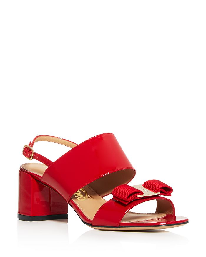 Ferragamo Women's Giulia Slingback Block-heel Sandals In Lipstick Red