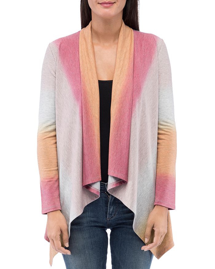 B Collection By Bobeau Amie Dip-dyed Open Front Cardigan In Pink Combo